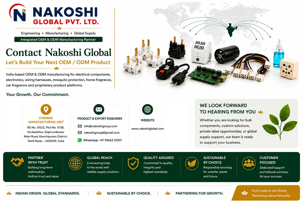 Nakoshi Global contact and OEM ODM manufacturing visual