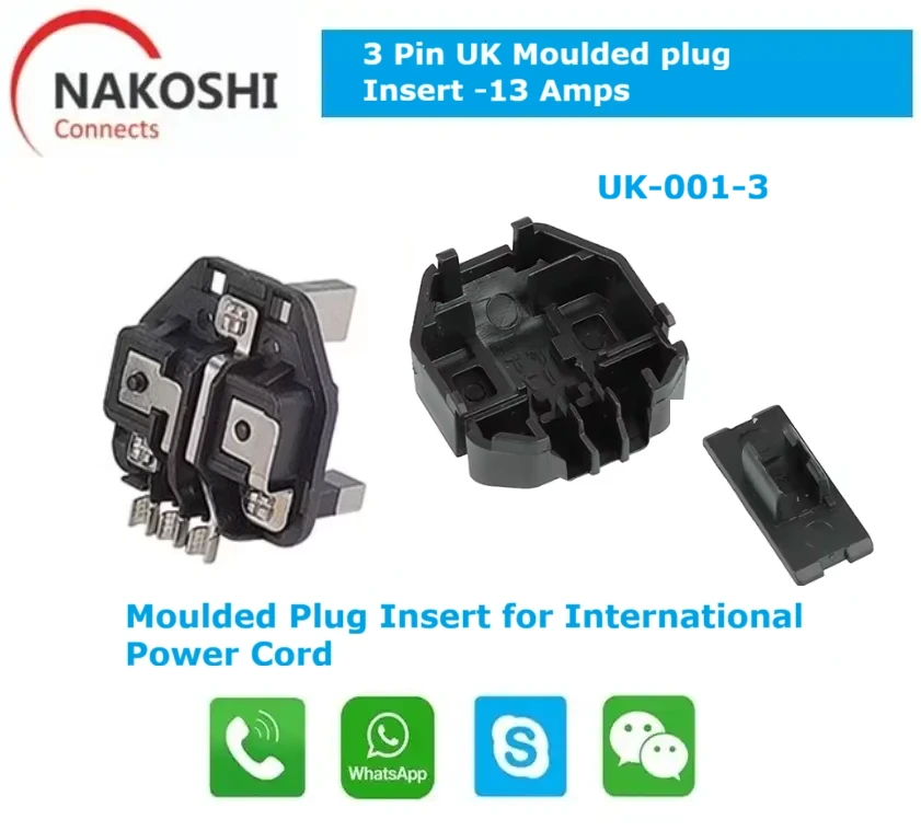 3 Pin UK Moulded Plug Insert 13 Amps with Fuse
