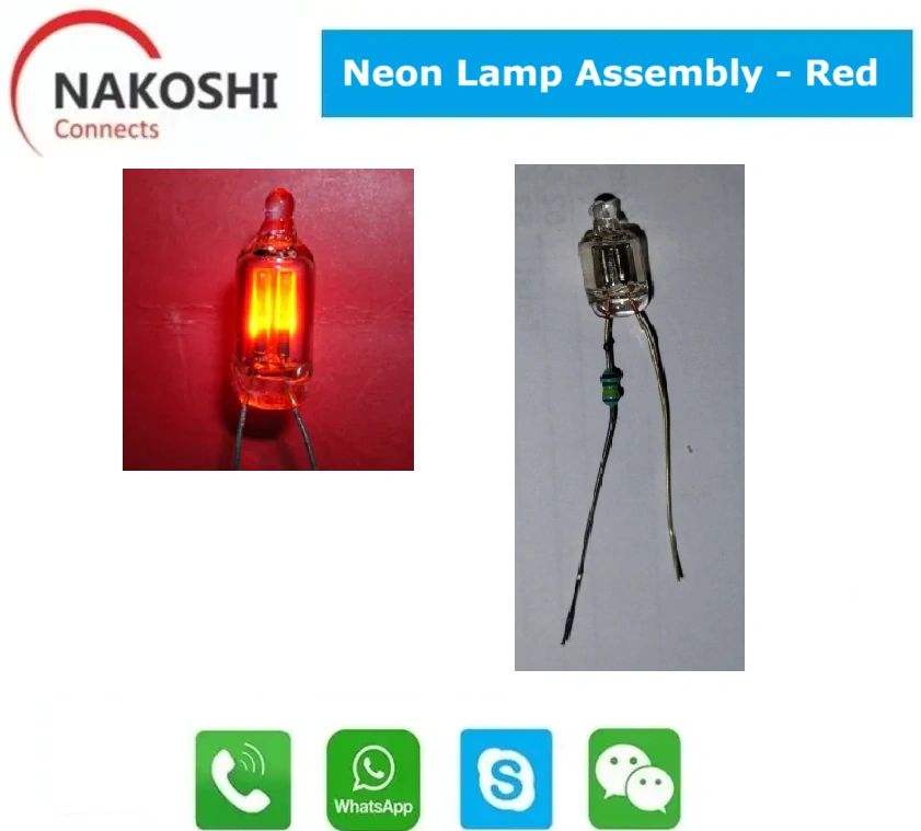 Red Neon Lamp Assembly for rocker switches and signal lamps