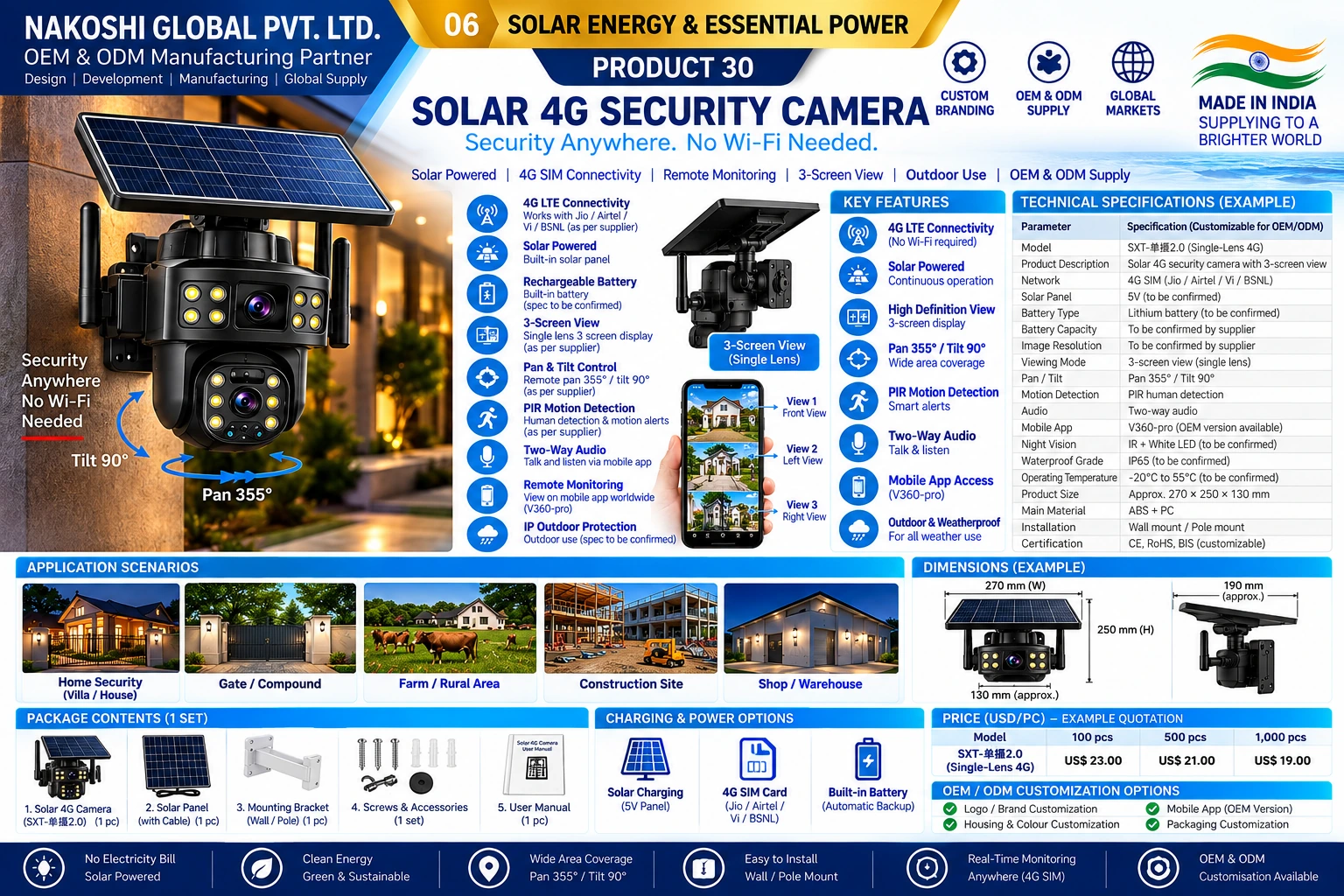 Solar 4G Security Camera - Nakoshi Global OEM and ODM manufacturing