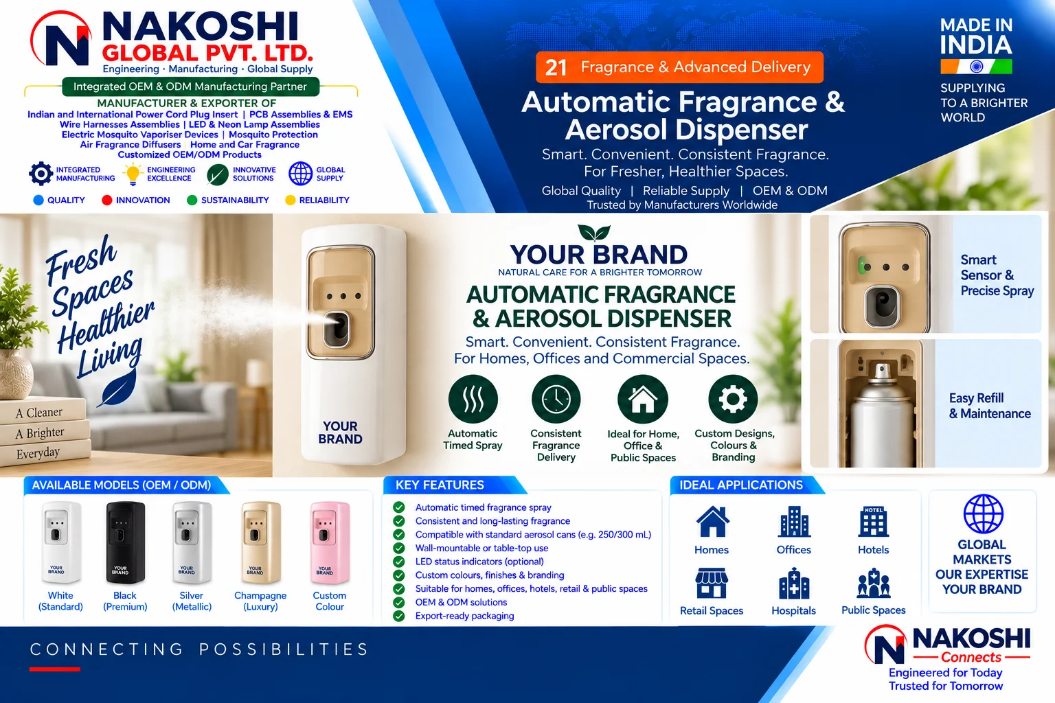 Automatic Fragrance & Aerosol Dispenser - Nakoshi Global OEM and ODM manufacturing