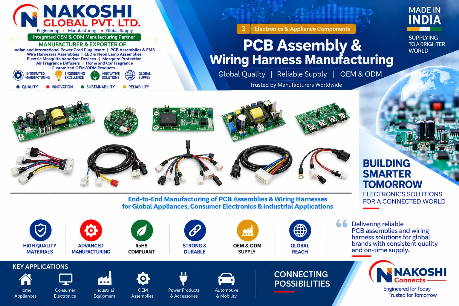 PCB Assembly & PCB Wiring Harness Assembly - Nakoshi Global OEM and ODM manufacturing