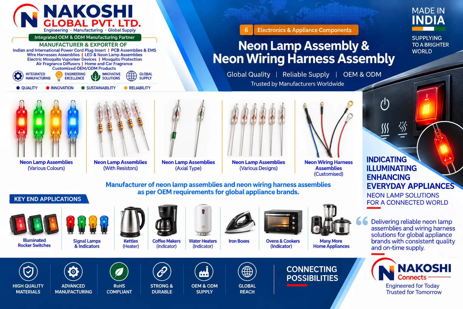 Neon Lamp Assembly & Neon Wiring Harness Assembly - Nakoshi Global OEM and ODM manufacturing